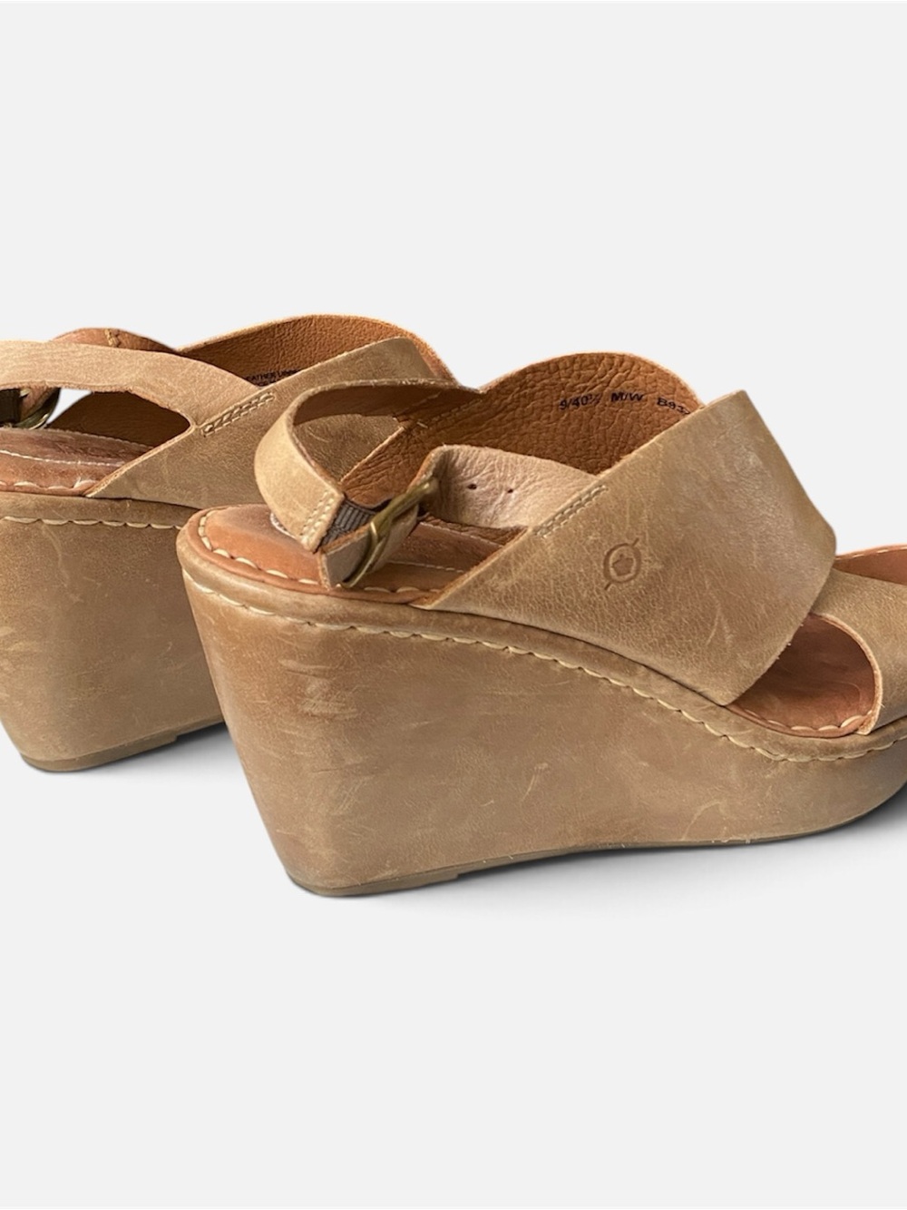 Børn Cecila Leather Crisscross Slingback Platform Wedge Sandals Size 9 - Picture 5 of 6